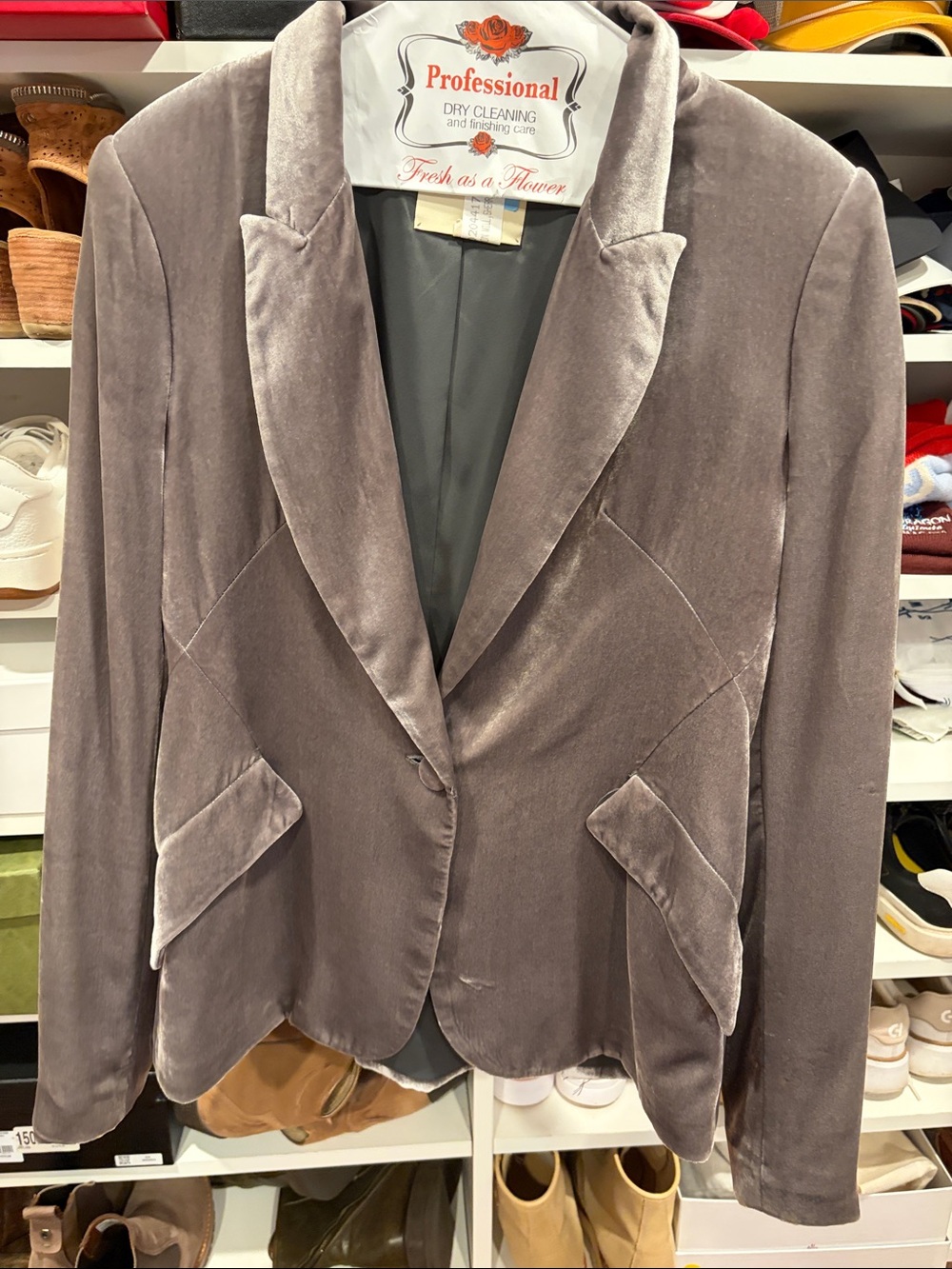 L'AGENCE Velvet Blazer in Soft Taupe